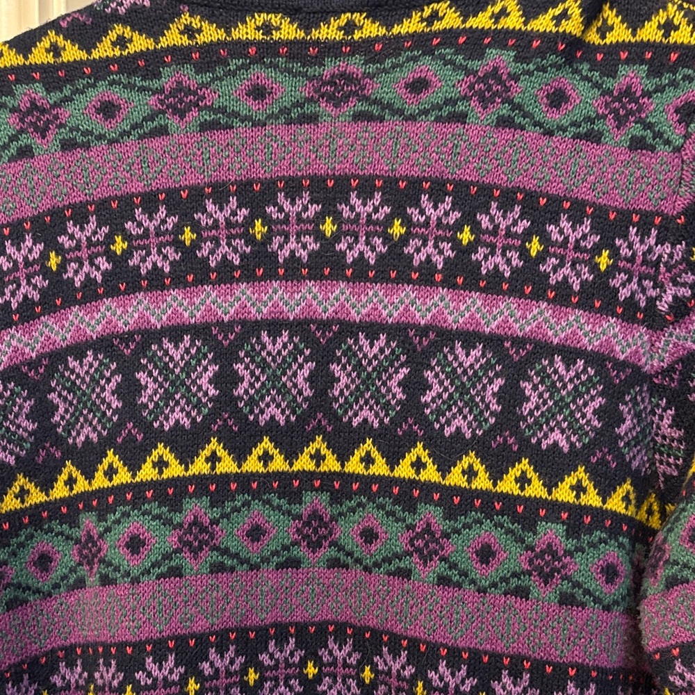 Talbots Multicolor Patterned Cable Knit Cardigan - image 4